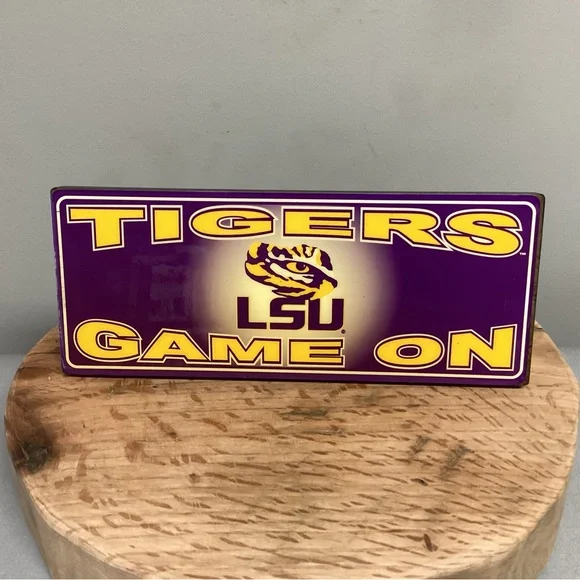 🟣 New - LSU Tigers Game On - Desk Top / Shelf / Wall Sign - Official Product - Picture 1 of 10